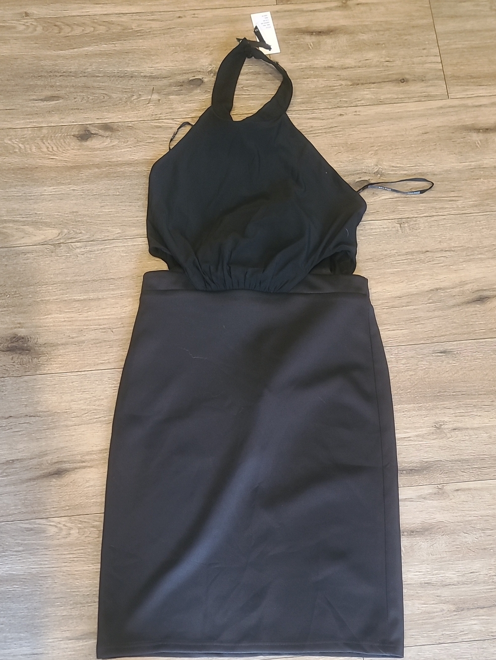 NWT TFNC London Tulisa Cutout Halter Mini Dress Black Size Medium